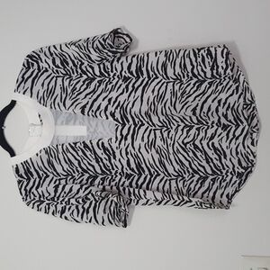Rebecca Taylor Mesh Zebra Print Top